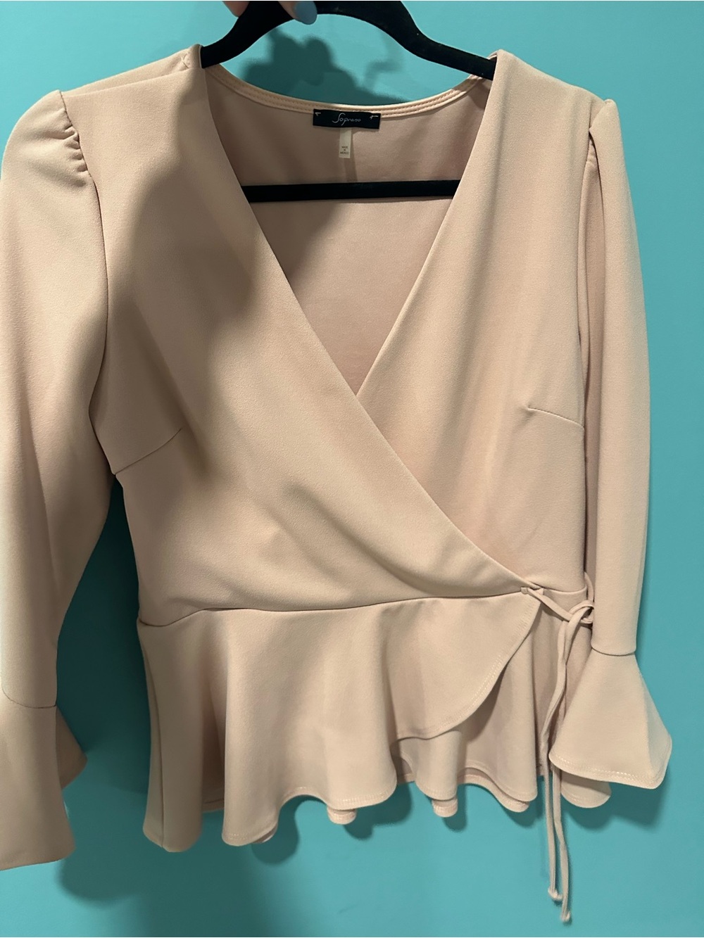 Women's Blush pink Wrap Peplum Top
